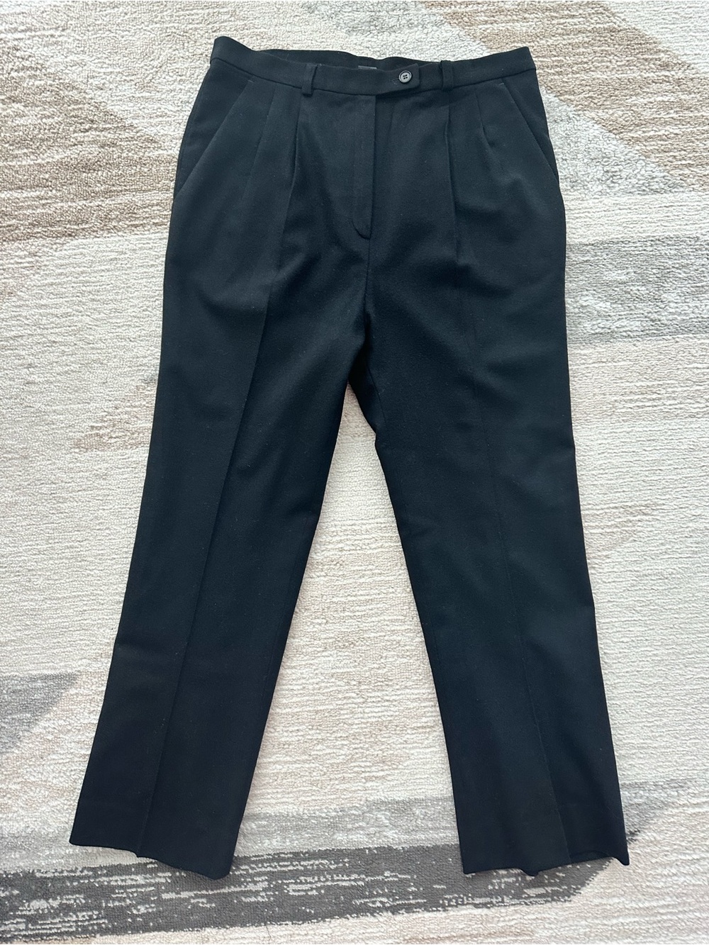Saks Fifth Avenue Vintage Wool Black Pleated Trousers Made In Germany Size 10